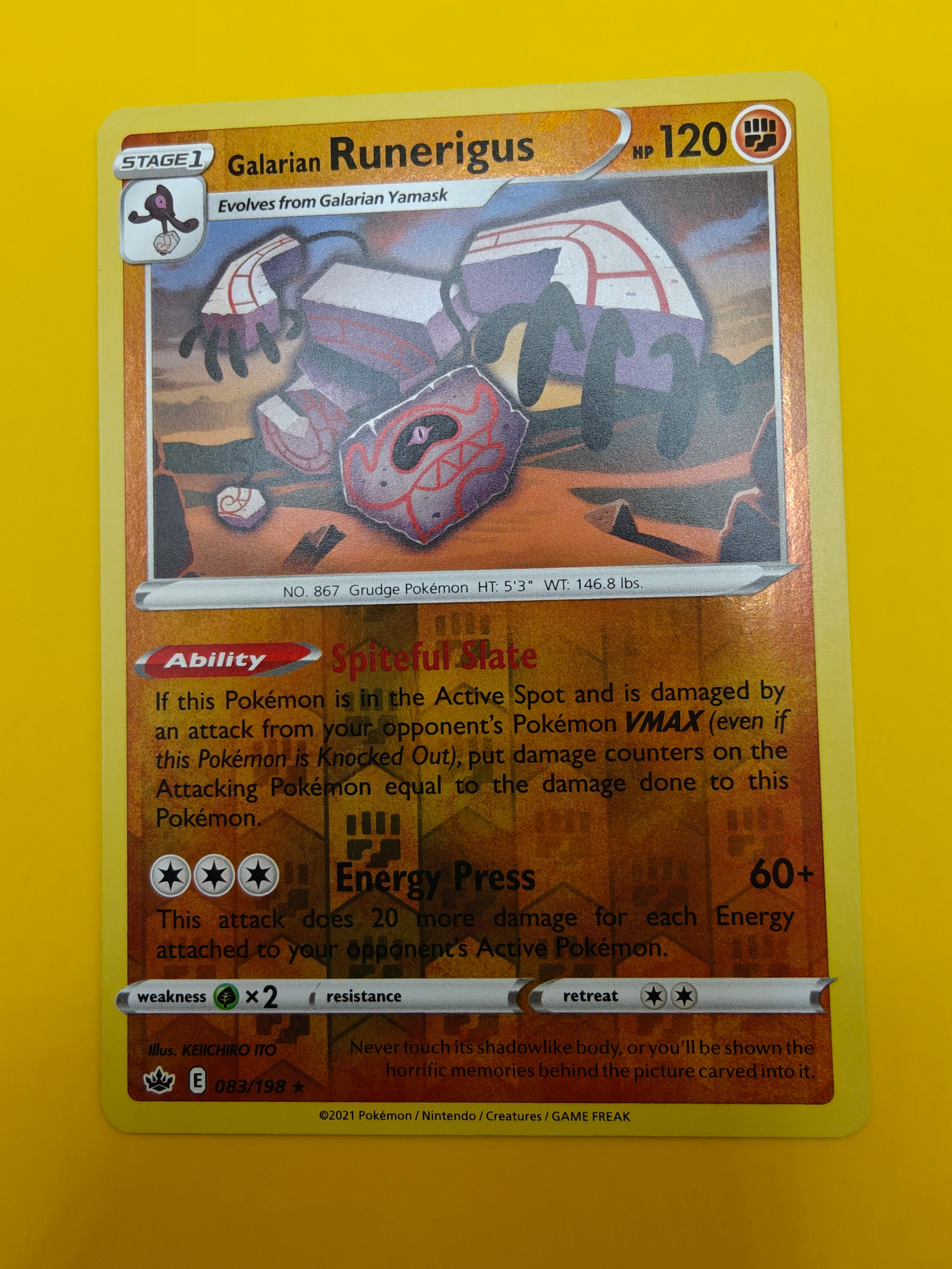 Galarian Runerigus Reverse Holo - Chilling Reign