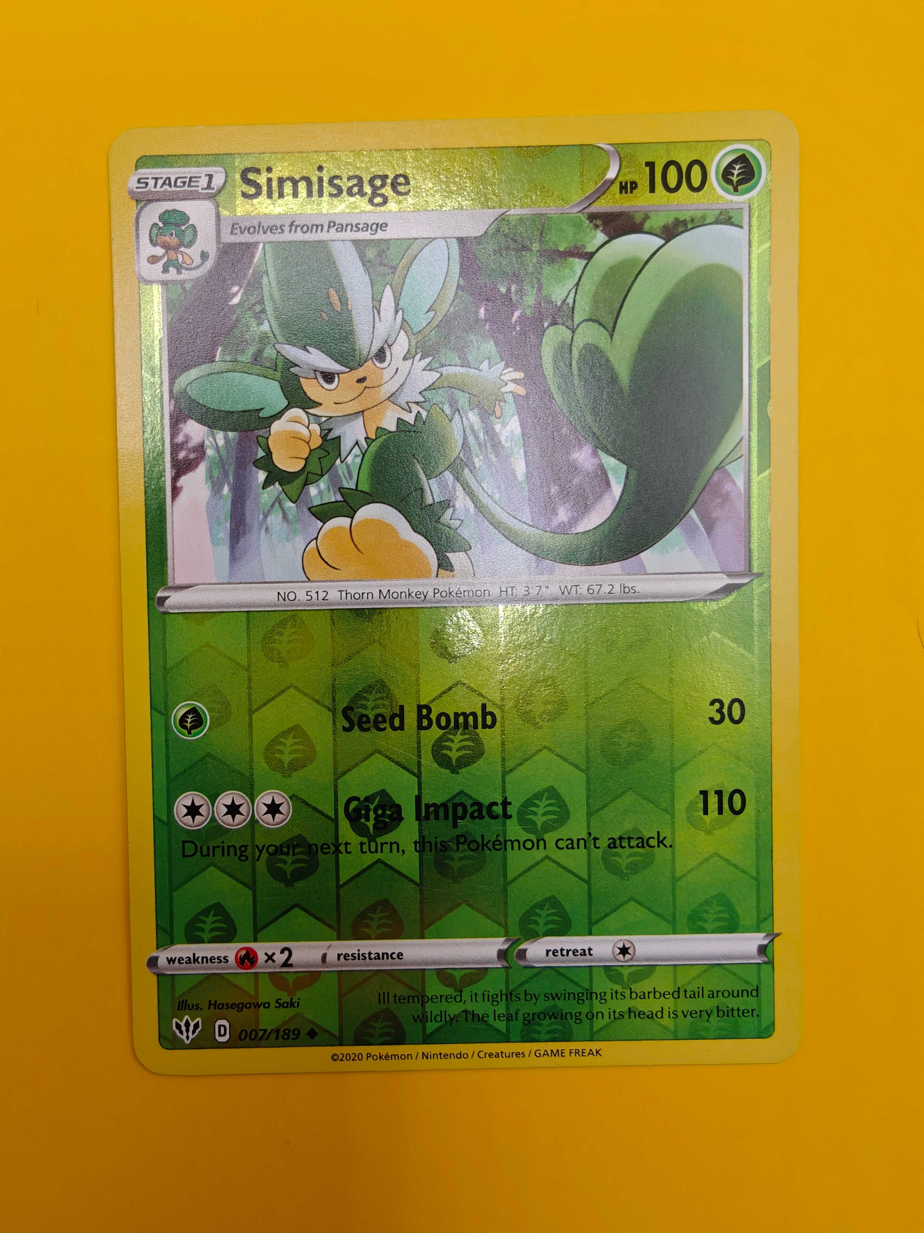 Simisage Reverse Holo - Darkness Ablaze
