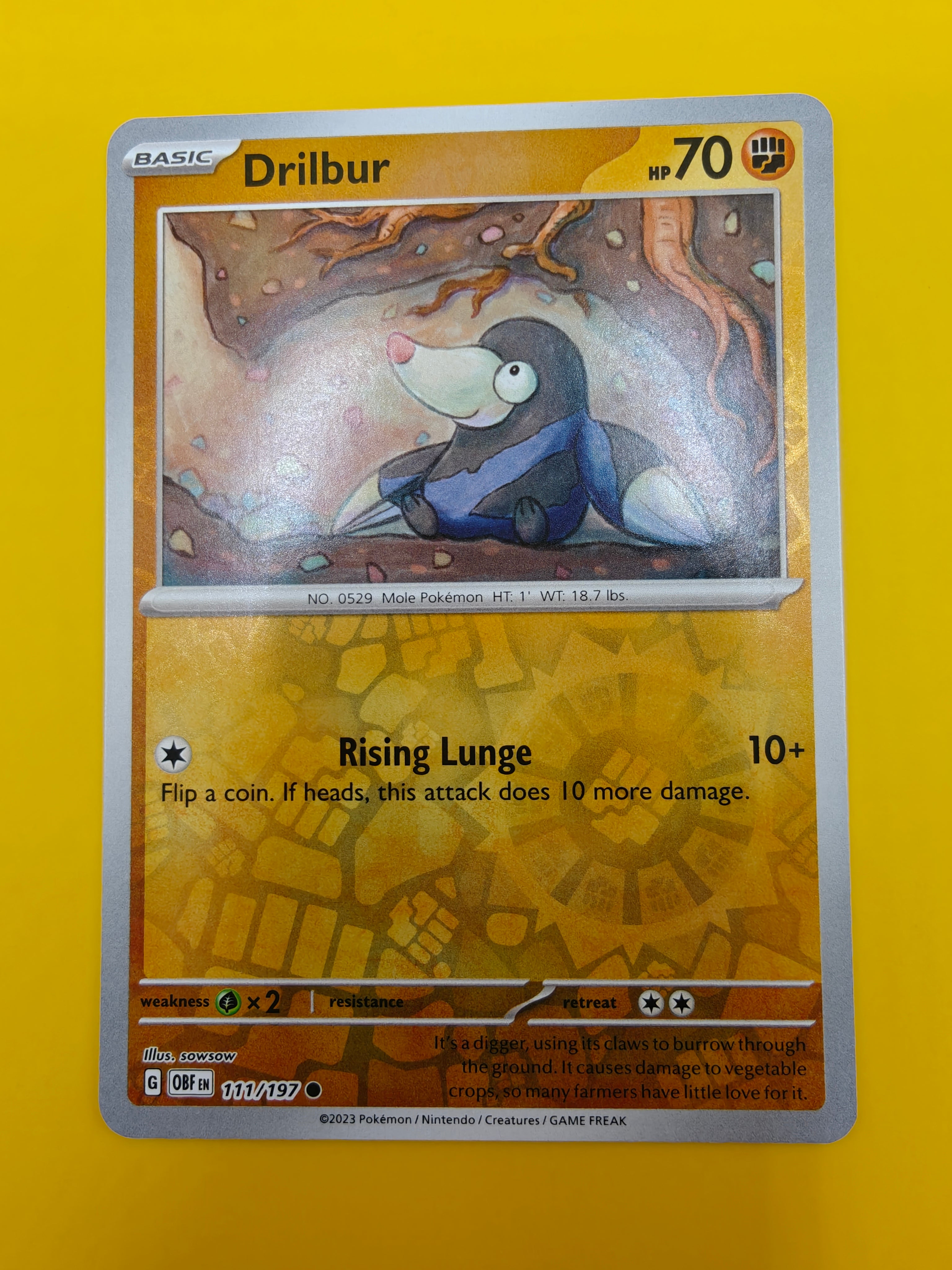 Drilbur Reverse Holo - Obsidian Flames
