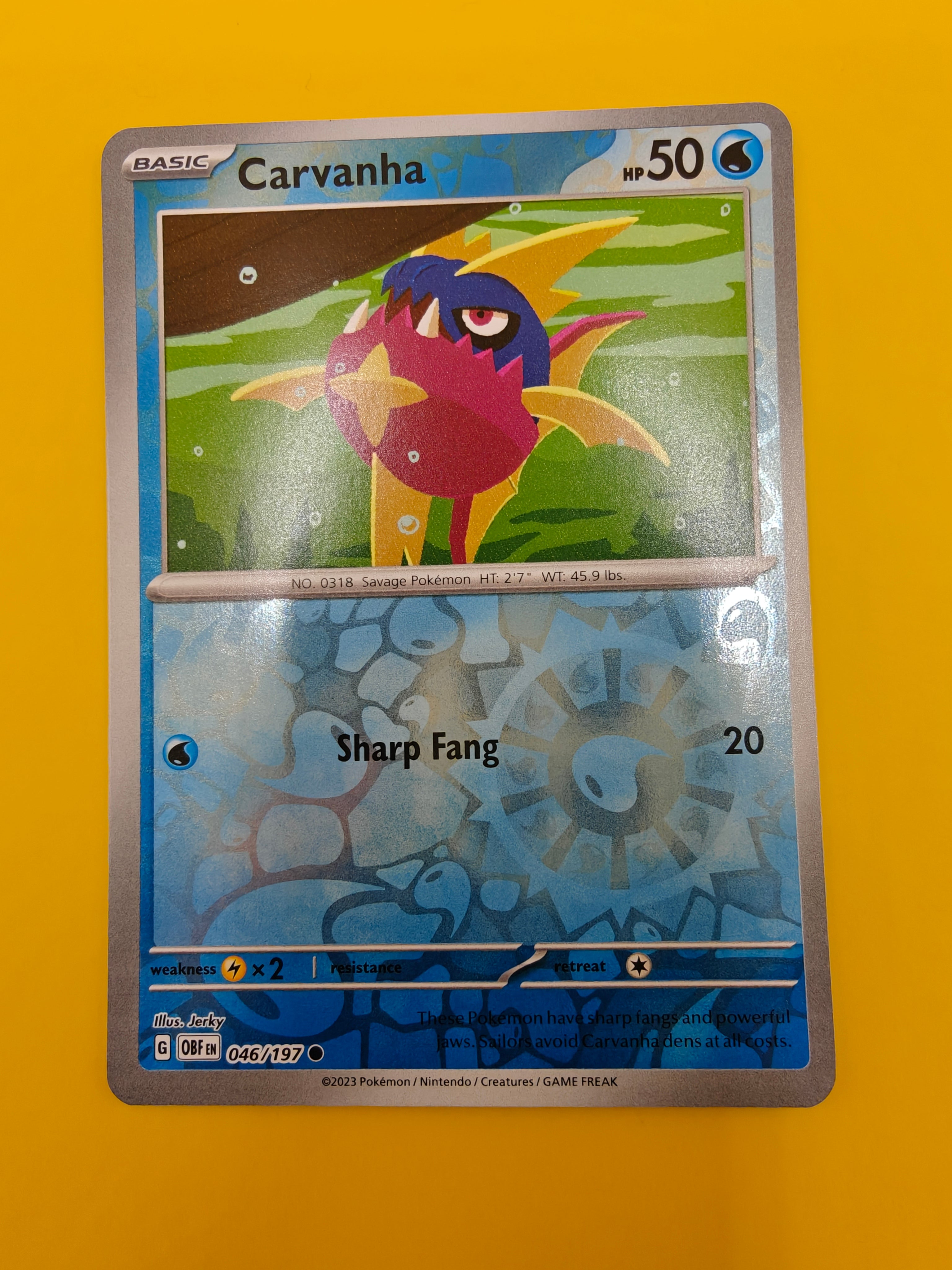 Carvanha Reverse Holo - Obsidian Flames