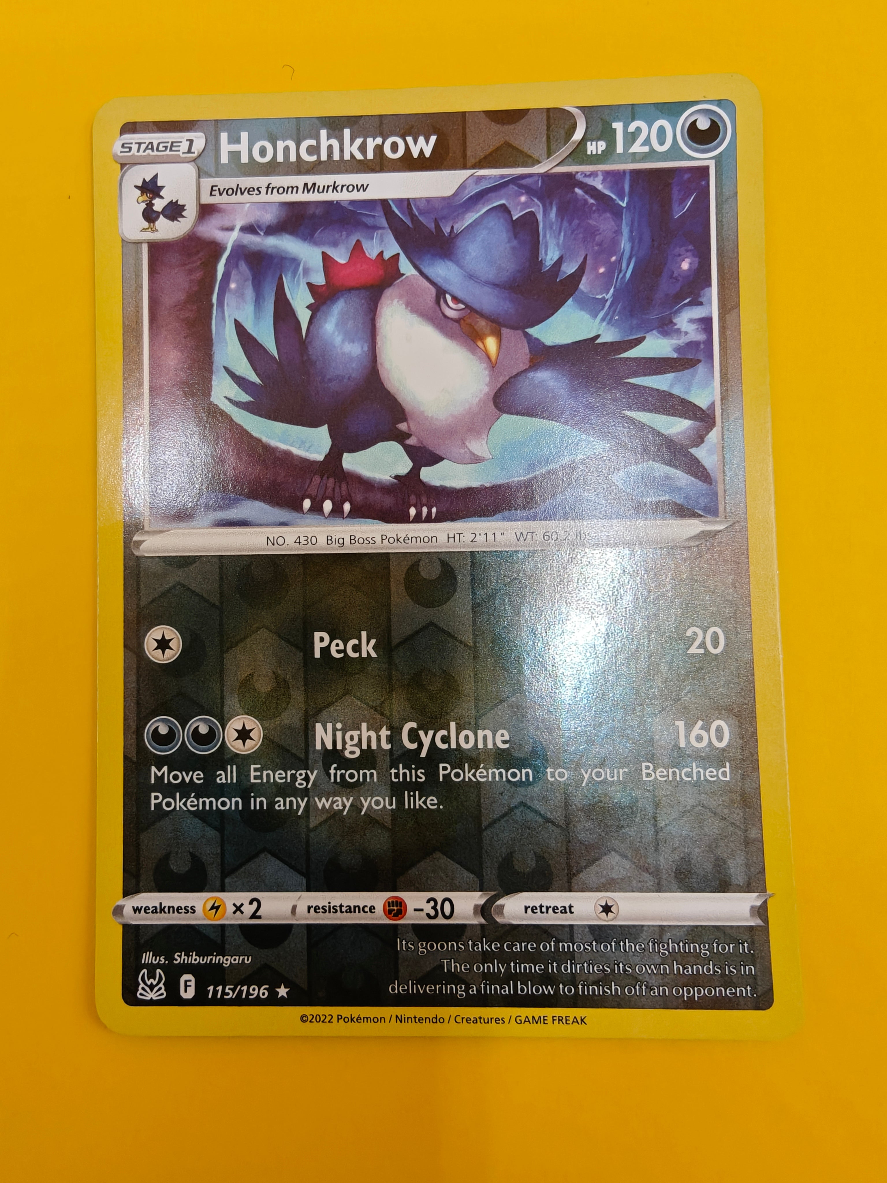 Honchkrow Reverse Holo - Lost Origin