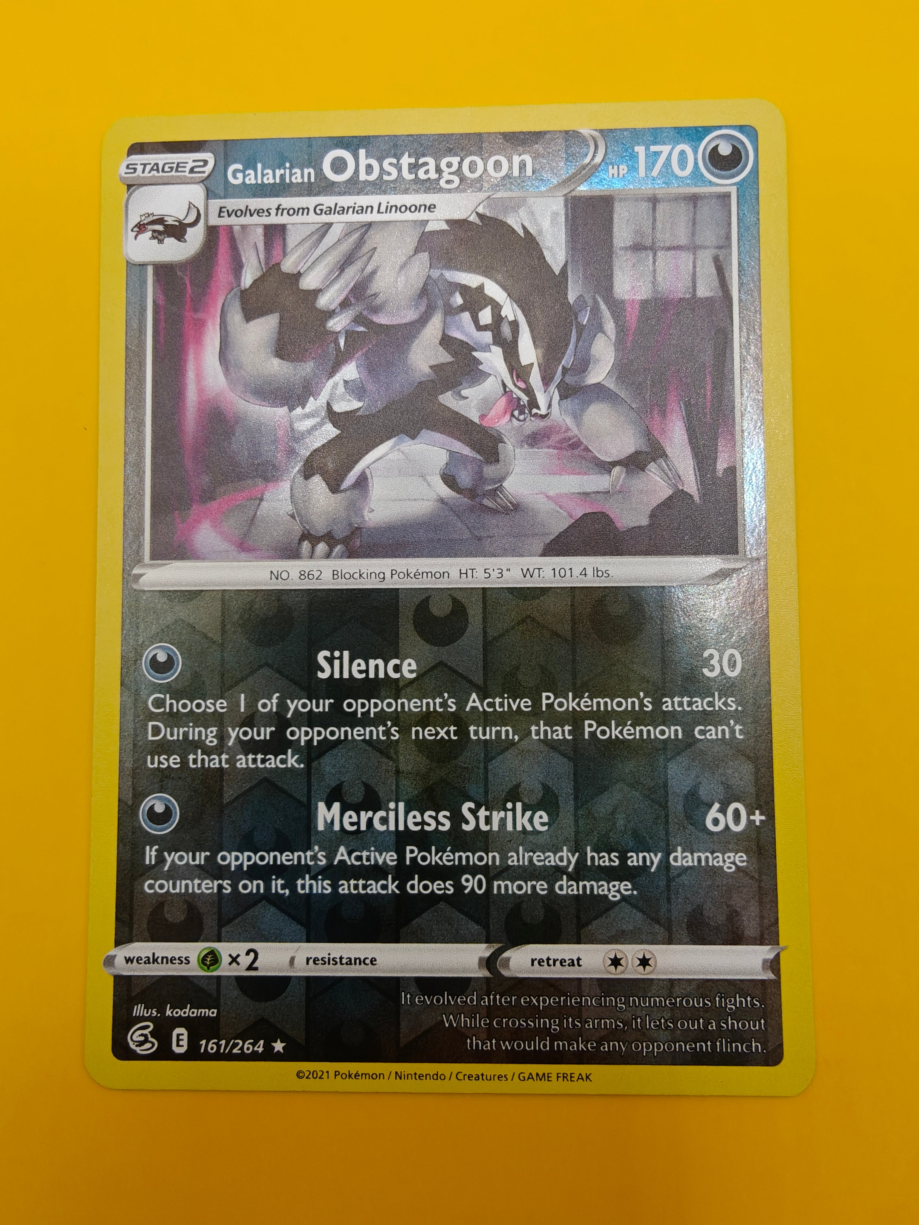 Galarian Obstagoon Reverse Holo - Fusion Strike