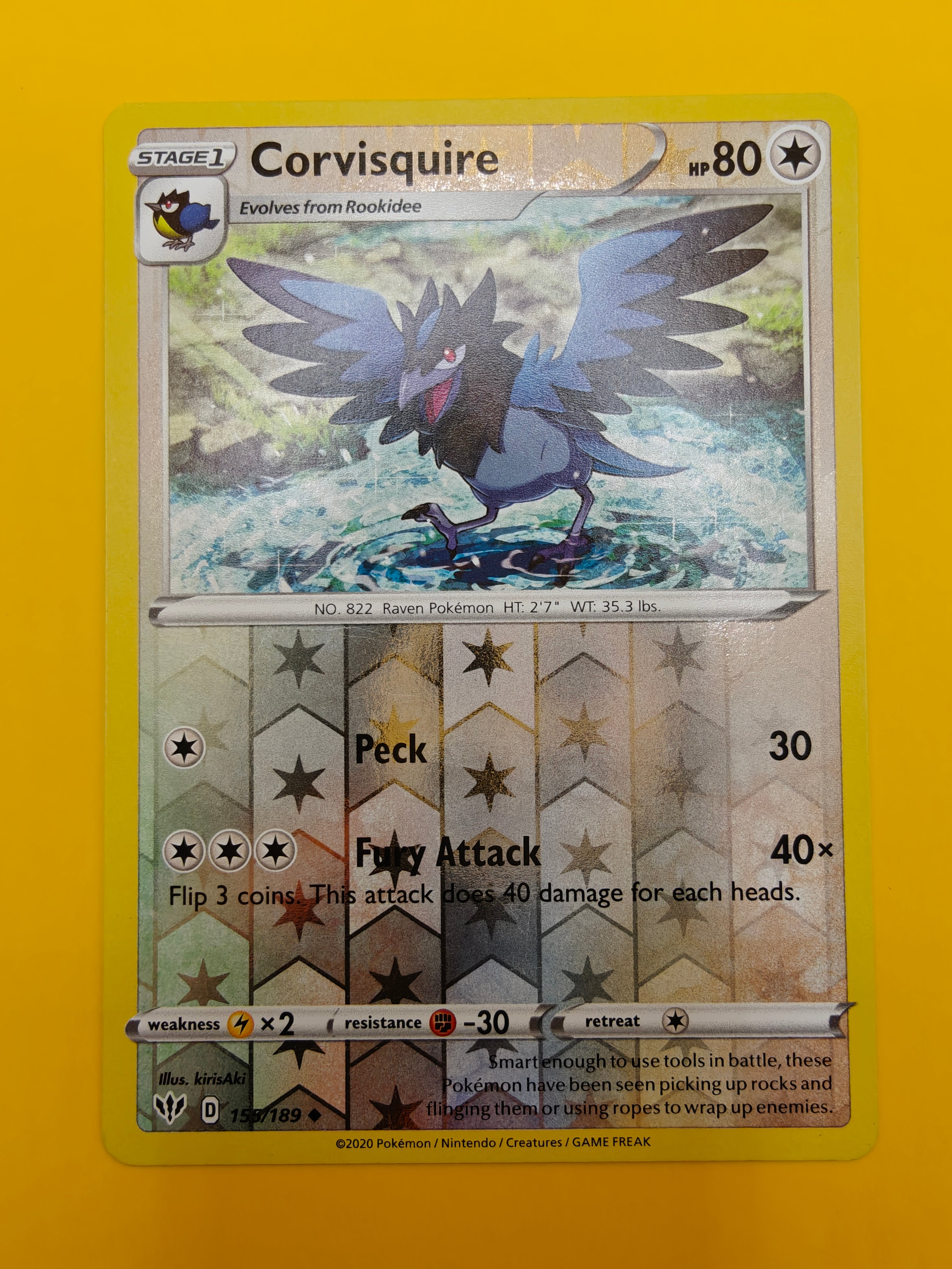 Corvisquire Reverse Holo - Darkness Ablaze